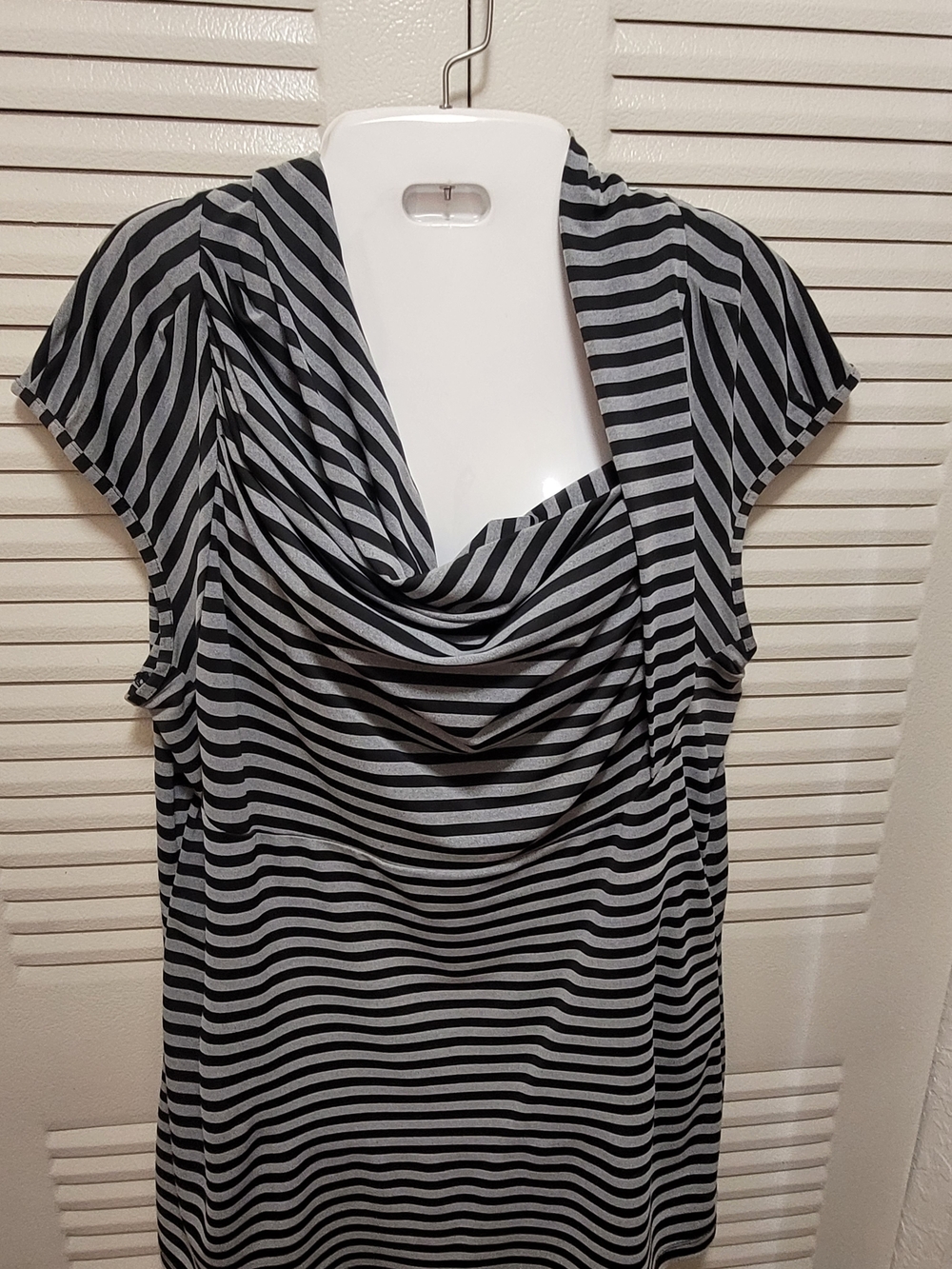 Striped Cowl Neck Tunic - Black & Gray
